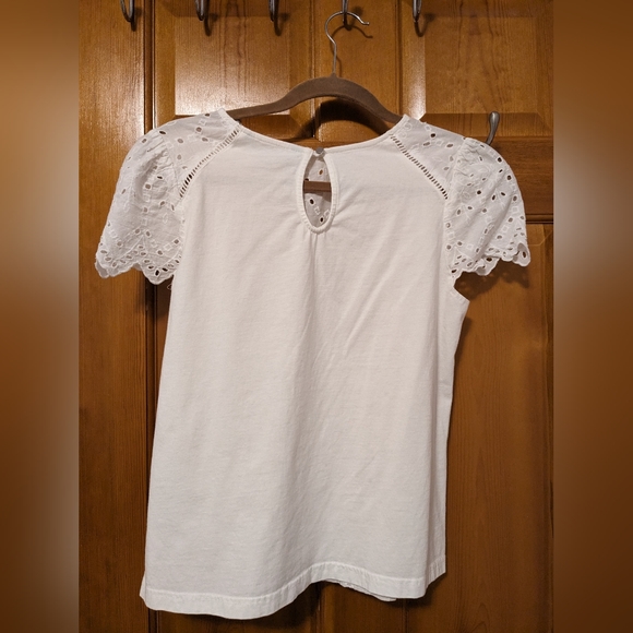 White eyelet top t-shirt tee - Picture 2 of 2